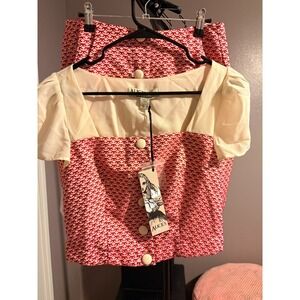 ALice 's Pig Red, White, Blue Skirt and Blouse US Sz 2